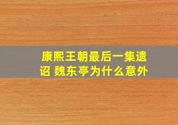 康熙王朝最后一集遗诏 魏东亭为什么意外